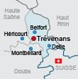 Carte de localisation de Trévenans